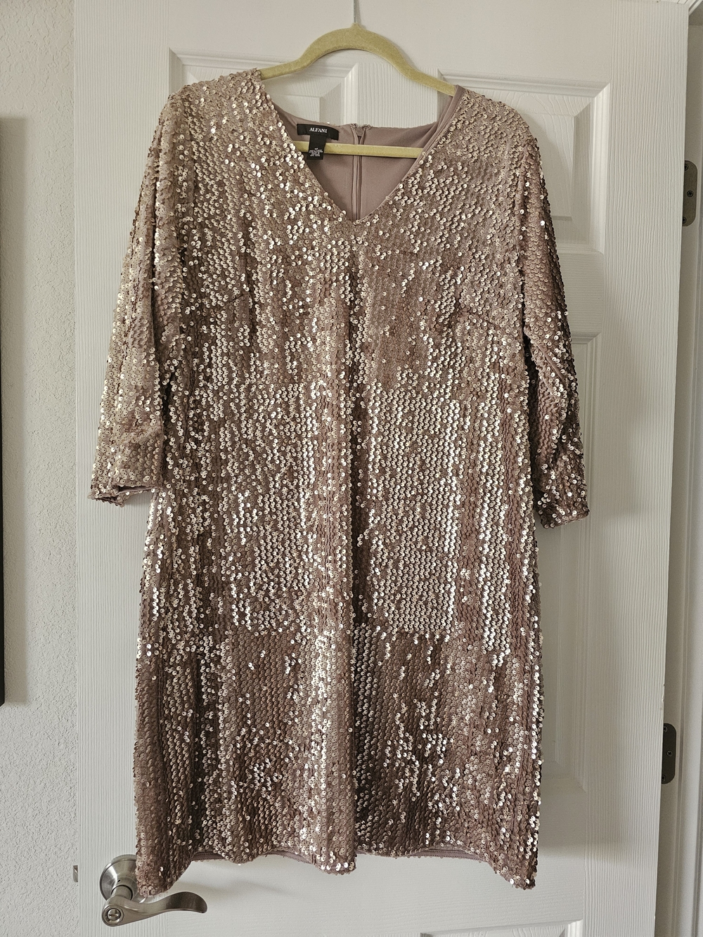 Alfani Sequin Dress in Tan/Champagne Size 12 Like New
